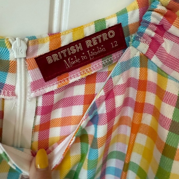 New ✨ Carmen’ Bright Check Vintage Dress - Picture 4 of 11